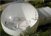 Inflatable bubble tent with tunnel