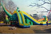 giant inflatable dinosaur slide for kids playing